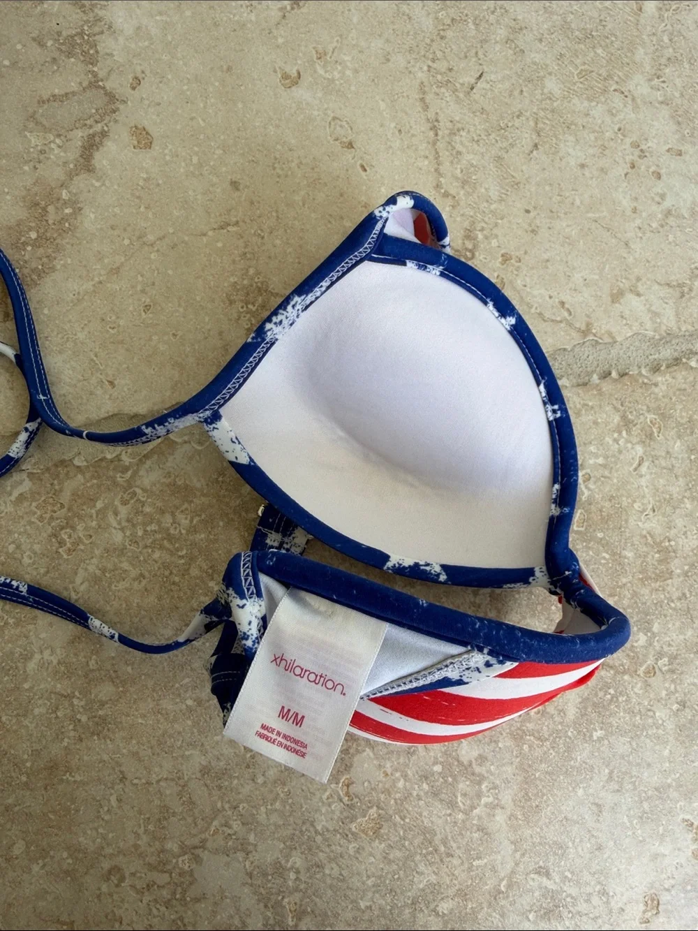 Women’s stars/stripe MED. Push-Up Bikini Top and Mix-and-Match Bottoms both MED.